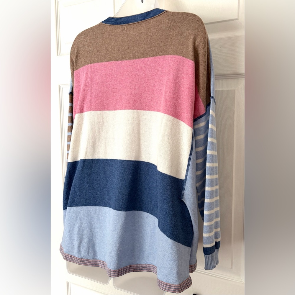 ZAKET & PLOVER Crew Neck Stripe Colorblock Cashmere Blend Sweater Womens Large - Picture 8 of 13
